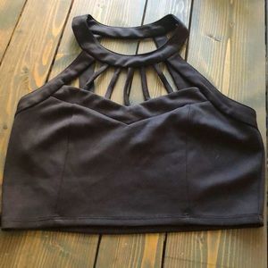 Forever 21 Black Crop Top Size Large